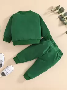 Baby Letter Graphic Sweatshirt & Joggers - Green - View 2