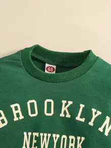 Baby Letter Graphic Sweatshirt & Joggers - Green - View 4