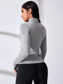 Easithlete 拇指孔接縫細節運動夾克 - 淺灰色 - 查看 2