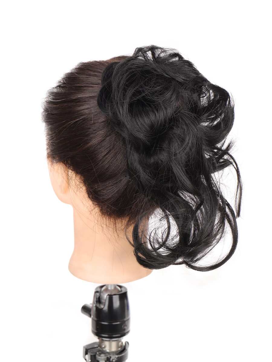 largo rizado sintético pelo - Negro - Ver 1