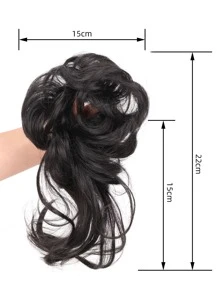 largo rizado sintético pelo - Negro - Ver 4