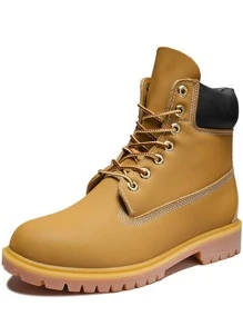 Hombres Botas con cordón delantero - Mostaza Amarilla - Ver 1