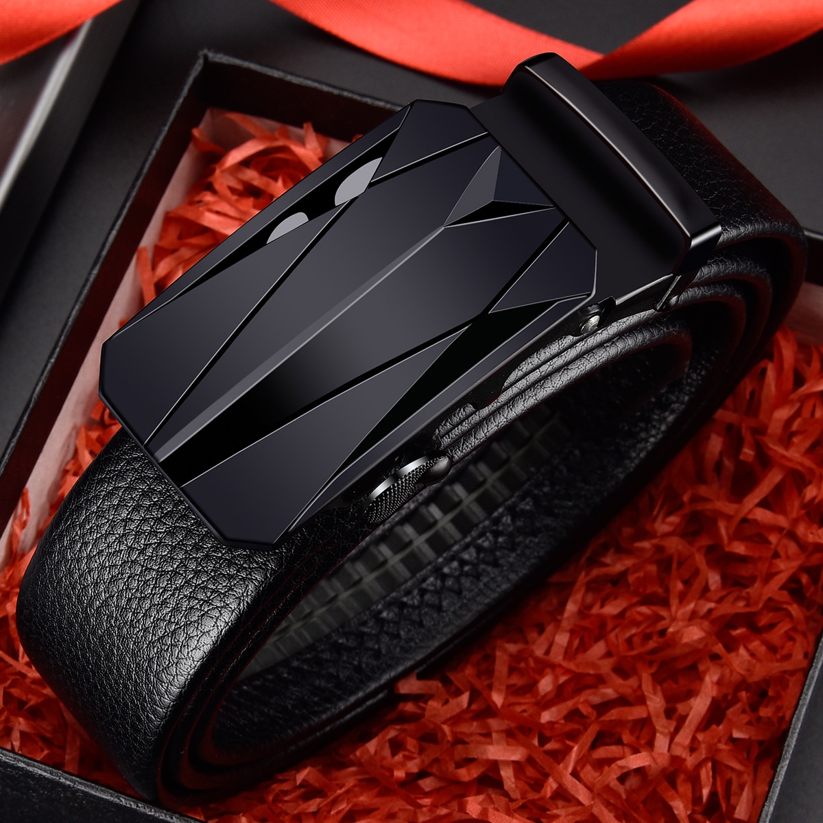 1pc Men Automatic Black Belt Geometric Buckle Belt For Business Occasions Work Valentine's Day Valentines Casual, Business, Boyfriend Husband Father Dad Men Gift, Daily Wear, Fashion, Teen, Outdoor, Vacation, Athletic, Travel, Street, Boho, Vintage Fall, Autumn, Halloween Autumn-Winter Accessories,Suitable For Teens, Youth,Men,Casual, Outdoor, Athletic, Vacation, Graduation Gifts, Birthday, Daily Wear