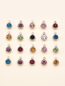 20 Chiếc Thép Không Gỉ 303 Đá Hạt Charm Sinh Nhật Vòng Cổ Quyến Rũ Dẹt Tròn Thép Không Gỉ Màu Phối Màu Kim Cương Giả Trang Trí mặt Dây Chuyền - Nhiều màu - Xem 1