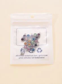 20 Chiếc Thép Không Gỉ 303 Đá Hạt Charm Sinh Nhật Vòng Cổ Quyến Rũ Dẹt Tròn Thép Không Gỉ Màu Phối Màu Kim Cương Giả Trang Trí mặt Dây Chuyền - Nhiều màu - Xem 3