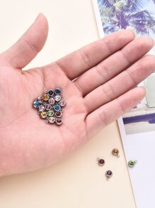 20 Chiếc Thép Không Gỉ 303 Đá Hạt Charm Sinh Nhật Vòng Cổ Quyến Rũ Dẹt Tròn Thép Không Gỉ Màu Phối Màu Kim Cương Giả Trang Trí mặt Dây Chuyền - Nhiều màu - Xem 5