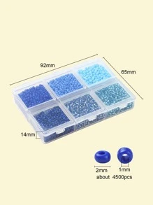 1盒4500入組6樣式玻璃種子珠子不透明顏色圓形洞珠子藍色2mm釘珠DIY首飾配件 - 藍色 - 查看 2