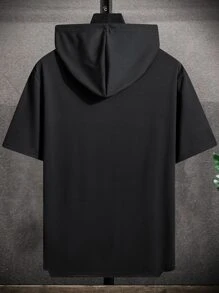 Manfinity Homme Men T-Shirts Fit Drop Shoulder Short Sleeve Plain Casual Simple Summer Polyester Tee - Black - View 2