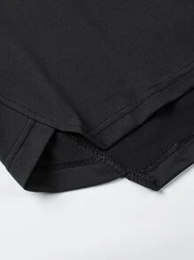 Manfinity Homme Men T-Shirts Fit Drop Shoulder Short Sleeve Plain Casual Simple Summer Polyester Tee - Black - View 6