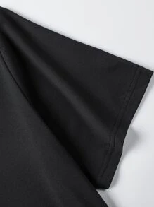 Manfinity Homme Men T-Shirts Fit Drop Shoulder Short Sleeve Plain Casual Simple Summer Polyester Tee - Black - View 7