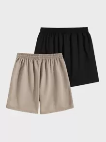 ROMWE MEN Prep Uomo 2 pezzi Shorts con coulisse monocolore - Multicolore - Visualizzare 2