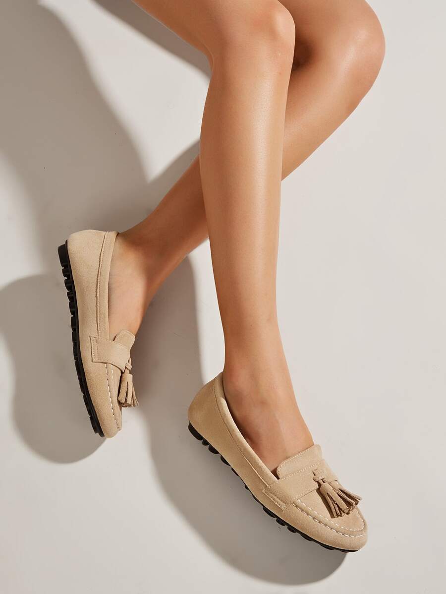 Tassel Decor Flats - Apricot - View 1