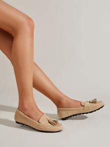 Tassel Decor Flats - Apricot - View 2