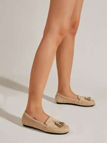 Tassel Decor Flats - Apricot - View 3