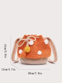 Túi đan, túi móc, túi mini dễ thương, túi đeo chéo, ví đựng tiền xu, thích hợp cho các buổi hẹn hò, trang phục đôi, các dịp thường ngày - Quà tặng cho bé gái - Nhiều màu - Xem 2