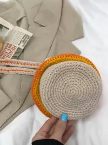 Túi đan, túi móc, túi mini dễ thương, túi đeo chéo, ví đựng tiền xu, thích hợp cho các buổi hẹn hò, trang phục đôi, các dịp thường ngày - Quà tặng cho bé gái - Nhiều màu - Xem 3