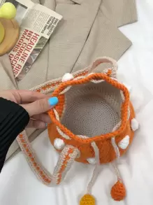 Túi đan, túi móc, túi mini dễ thương, túi đeo chéo, ví đựng tiền xu, thích hợp cho các buổi hẹn hò, trang phục đôi, các dịp thường ngày - Quà tặng cho bé gái - Nhiều màu - Xem 4