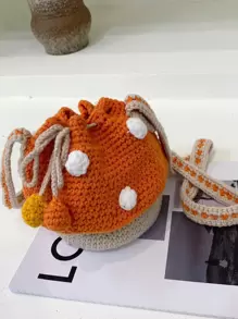 Túi đan, túi móc, túi mini dễ thương, túi đeo chéo, ví đựng tiền xu, thích hợp cho các buổi hẹn hò, trang phục đôi, các dịp thường ngày - Quà tặng cho bé gái - Nhiều màu - Xem 5