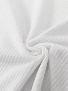 SHEIN Elladie kids Young Girl Ribbed Knit Lettuce Trim Mock Neck Tee - White - View 4