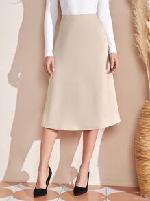 EMERY ROSE Falda de talle alto unicolor - Albaricoque - Ver 1