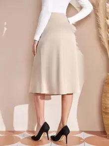 EMERY ROSE Falda de talle alto unicolor - Albaricoque - Ver 3