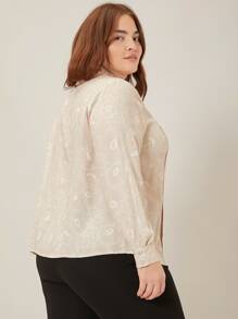 MOTF PREMIUM Áo sơ mi Plus Size Xếp li Nút phía trước Tất cả trên in Thanh lịch - Nhiều màu - Xem 2