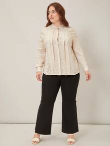 MOTF PREMIUM Áo sơ mi Plus Size Xếp li Nút phía trước Tất cả trên in Thanh lịch - Nhiều màu - Xem 4