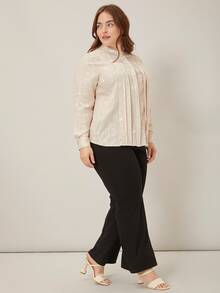 MOTF PREMIUM Áo sơ mi Plus Size Xếp li Nút phía trước Tất cả trên in Thanh lịch - Nhiều màu - Xem 5