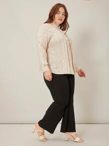 MOTF PREMIUM Áo sơ mi Plus Size Xếp li Nút phía trước Tất cả trên in Thanh lịch - Nhiều màu - Xem 6