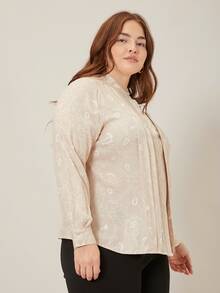 MOTF PREMIUM Áo sơ mi Plus Size Xếp li Nút phía trước Tất cả trên in Thanh lịch - Nhiều màu - Xem 9