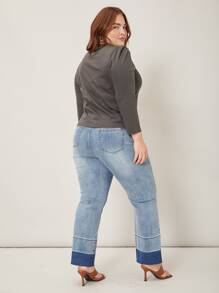 MOTF PREMIUM Hơn Áo thun Ống tay áo - Màu xám đen - Xem 9