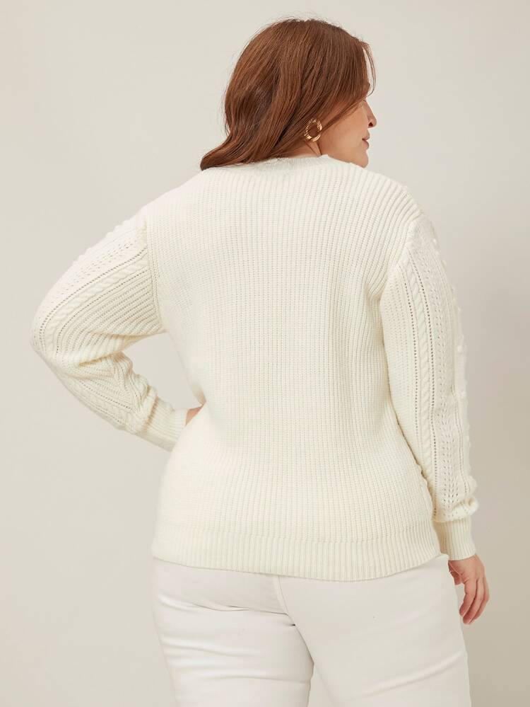 MOTF PREMIUM PLUS WOOL-MIX OPEN KNIT JUMPER - White - View 2