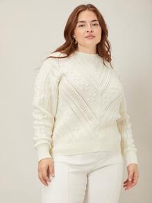 MOTF PREMIUM PLUS WOOL-MIX OPEN KNIT JUMPER - White - View 4