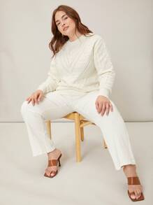 MOTF PREMIUM PLUS WOOL-MIX OPEN KNIT JUMPER - White - View 6