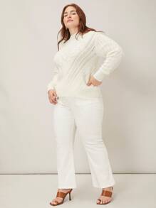 MOTF PREMIUM PLUS WOOL-MIX OPEN KNIT JUMPER - White - View 7