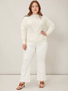 MOTF PREMIUM PLUS WOOL-MIX OPEN KNIT JUMPER - White - View 9