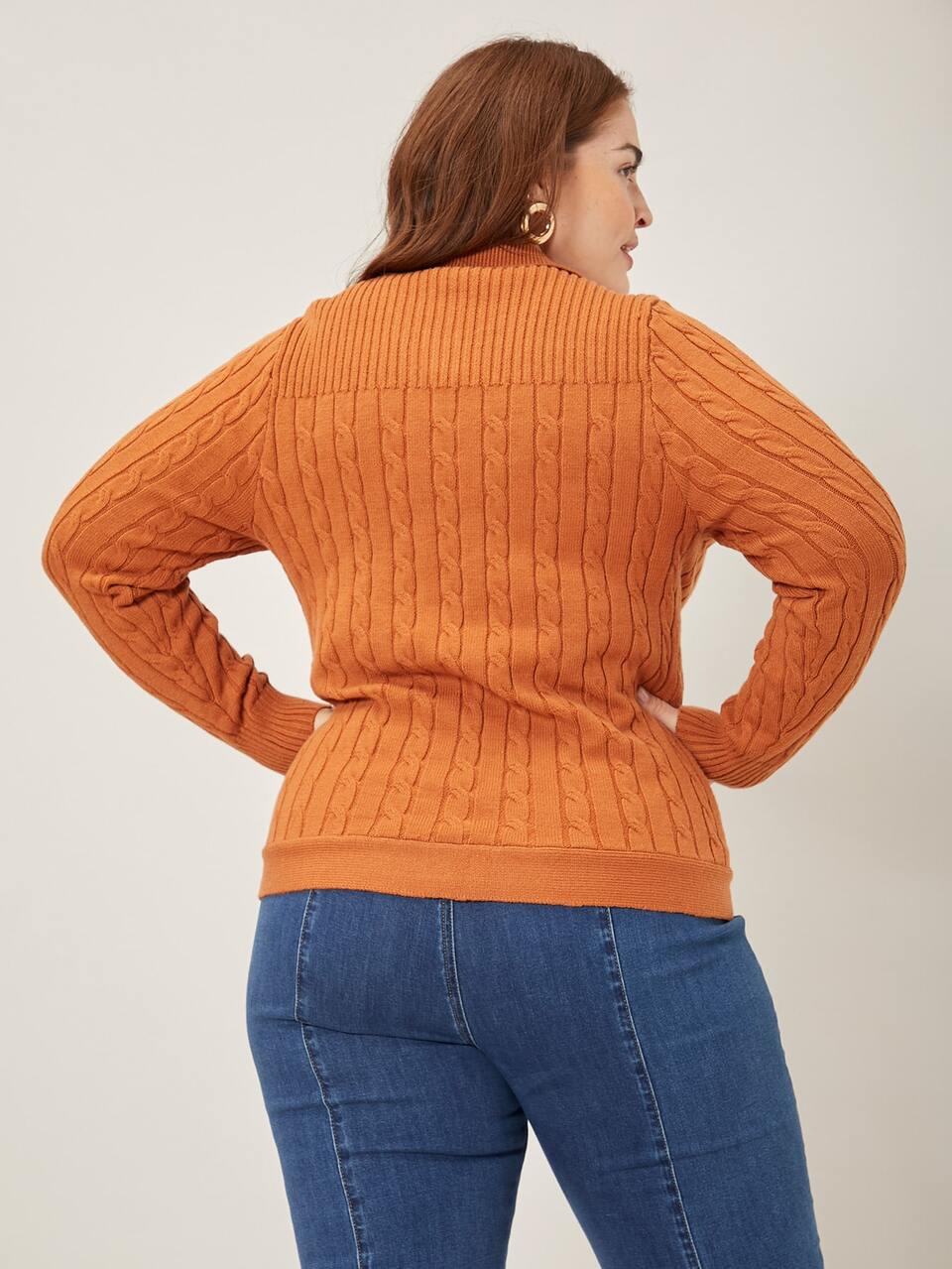 Plus Viscose Cable Knit Cardigan