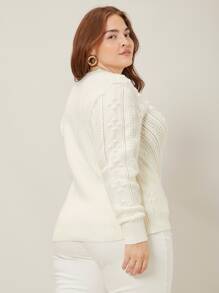 MOTF PREMIUM PLUS WOOL-MIX OPEN KNIT JUMPER - White - View 10