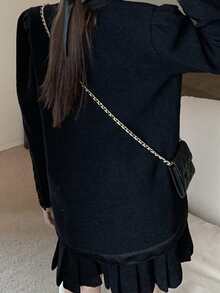 Rok Lipit dengan Resleting Polos - Hitam - View 2