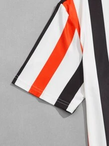 Manfinity VCAY 男士字母織帶領條紋圖案T恤 - 彩色 - 查看 4