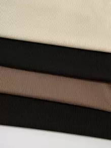 SHEIN Unity 4 piezas Vestido ajustado tejido de canalé - Multicolor - Ver 3