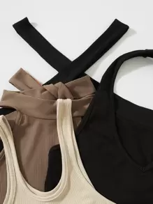 SHEIN Unity 4 piezas Vestido ajustado tejido de canalé - Multicolor - Ver 6