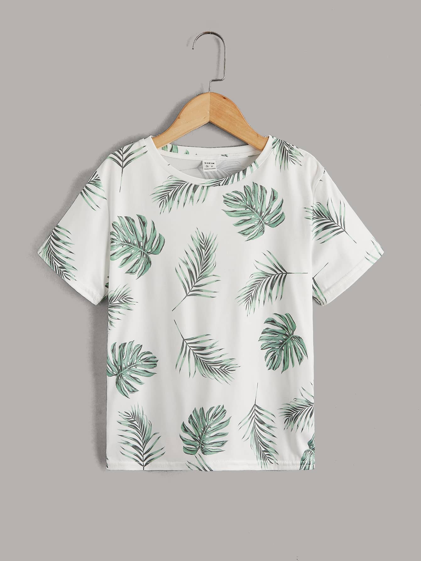 SHEIN Tween Boy Tropical Print Tee - White - View 1