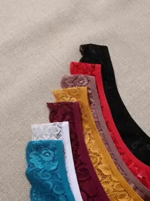 7pack Floral Lace Thong, Sexy Lingerie - Multicolor - View 4