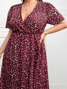 Đầm Plus Size Viên lá sen Trọn gói Tất cả trên in Boho - Màu Tím - Xem 4