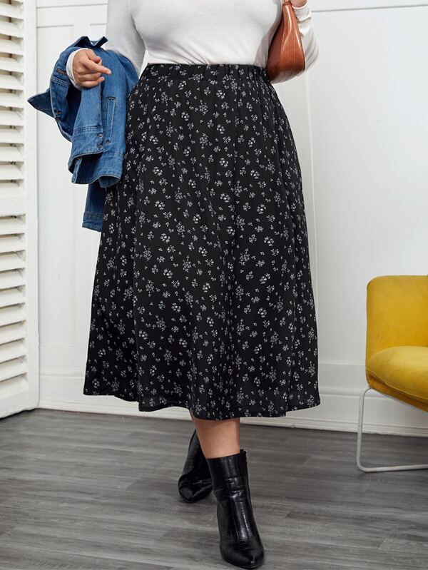 SHEIN Clasi Plus High Waist Ditsy Floral Skirt SHEIN UK