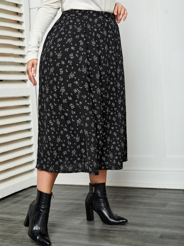 SHEIN Clasi Plus High Waist Ditsy Floral Skirt SHEIN UK