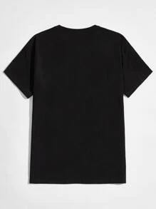 GENTILAND 男士棉圓領素色T恤 - 黑色 - 查看 2