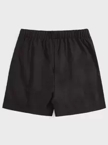 Manfinity VCAY 宽松男士贴布细节抽绳腰休闲短裤 - 黑色 - 查看 2