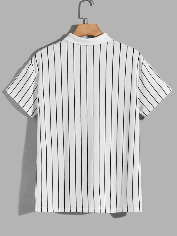 Shein Men Zipper Half Placket Striped Polo Shirt Shein Usa